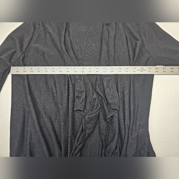 Ann Taylor Black Open Front Cardigan Sweater Lightweight Size L - Picture 7 of 8